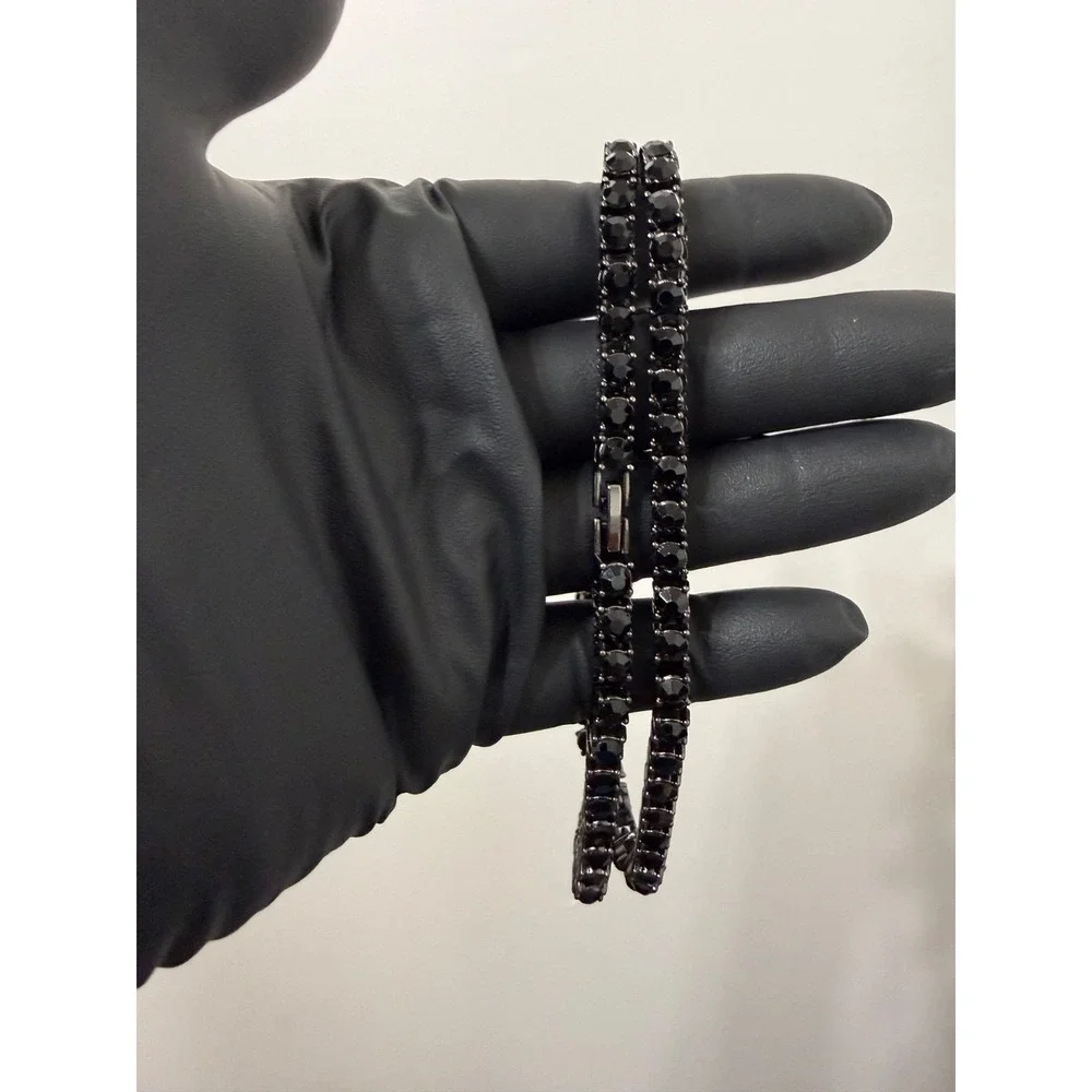 blk box tennis chain necklace iced out vvscz stones over stainless 24inch 5.5mm